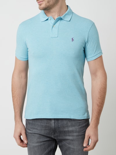 Polo Ralph Lauren Slim Fit Poloshirt mit Label-Stitching Blau Melange 4