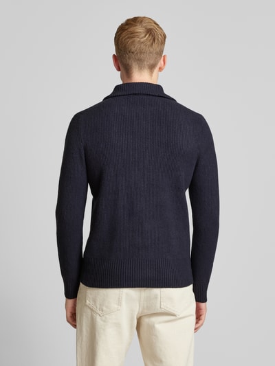 Drykorn Gebreide pullover met korte ritssluiting, model 'MANUELO' Marineblauw - 5