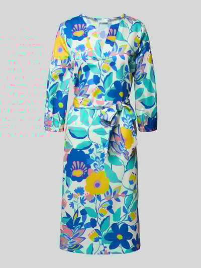 ETERNA Sukienka o długości do kolan z wiązanym paskiem Turkusowy 2