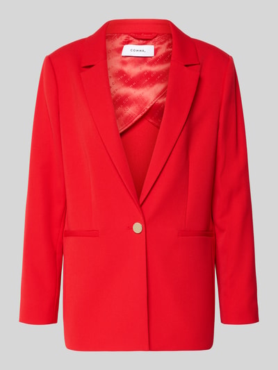 Produktfoto, Regular Fit Blazer mit Reverskragen von Comma in leuchtendem Rot, Paspeltaschen, Knopfverschluss, glatte Struktur