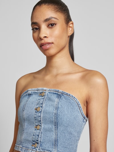 Noisy May Off-Shoulder-Jeansbluse mit Knopfleiste Modell 'FENJA' Jeansblau 3