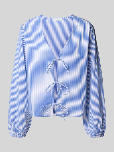 Christian Berg Woman Relaxed Fit Langarmbluse aus reiner Baumwolle mit Schnürverschluss Blau 2