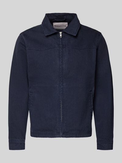 Produktfoto, dunkelblaue Herren Jeansjacke mit Reißverschluss Modell 'REILLY' von khujo aus Baumwolle, gerader Schnitt, Kentkragen, glatte Textur