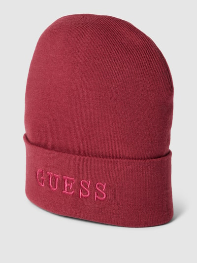 Guess Czapka beanie z wyhaftowanym logo model ‘HAT’ Bordowy 1