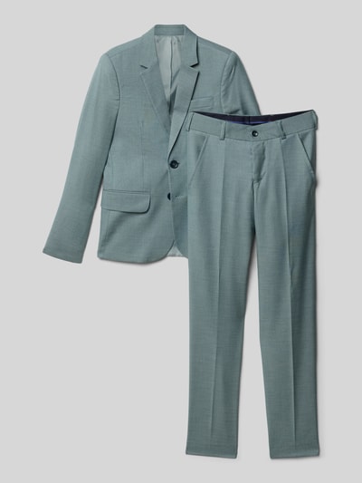 Produktfoto, Slim Fit Anzug mit Viskose-Anteil von Standar, zielony, krój slim fit, tekstura gładka, kieszenie z patkami, detal guzika, szerokość w rozmiarze 140: 34 cm, długość tyłu: 57 cm