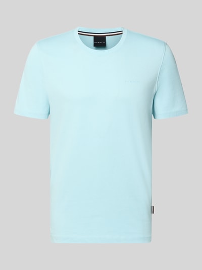 Produktfoto, Regular Fit T-Shirt aus reiner Baumwolle von bugatti in hellblau, Rundhalsausschnitt, glatte Struktur, Herren T-Shirt, neutraler Hintergrund