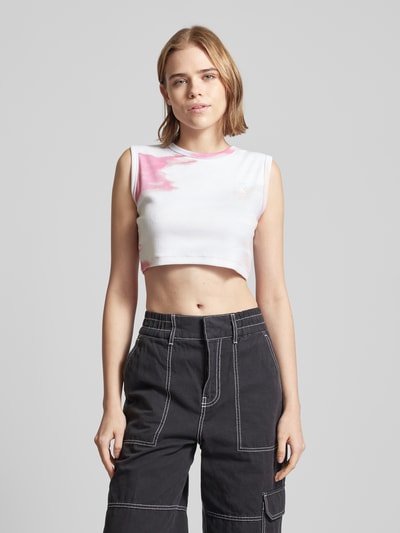 Calvin Klein Jeans Top krótki z efektem prążkowania Różowawy 4