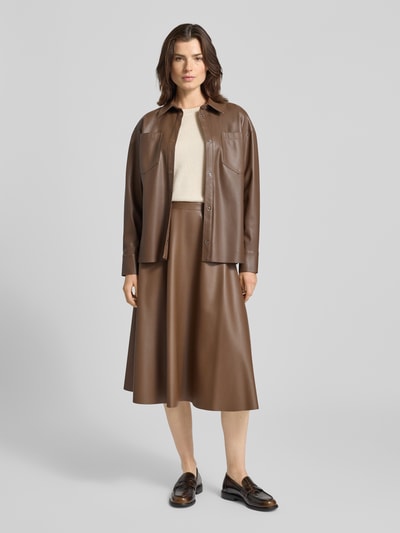 MAX&Co. Rok in A-lijn in leerlook met elastische band, model 'TRIVIO' Hazelnoot - 1