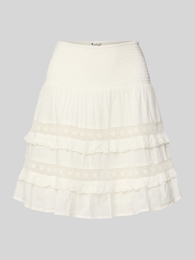 mbyM Minirock mit Smok-Details Modell 'Viljana' Weiss 2