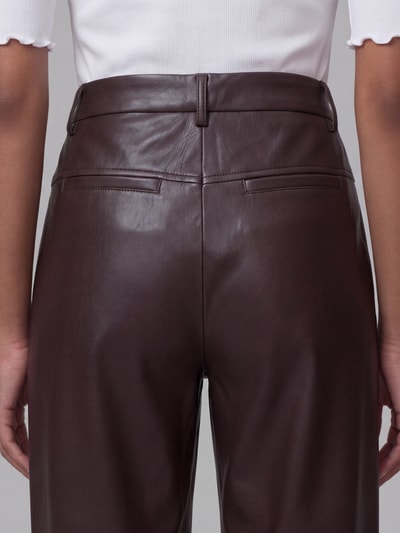 Raffaello Rossi Regular Fit Leder- / Kunstlederhose mit Label-Detail Modell 'PHIBI' Dunkelbraun 3