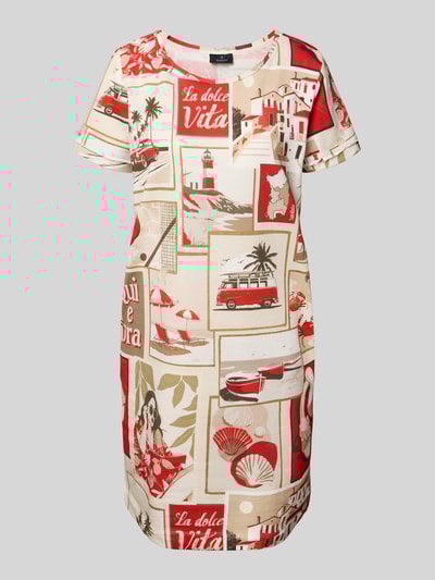 monari Knielange jurk met ronde hals Lichtrood - 2