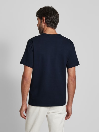 SELECTED HOMME T-Shirt mit geripptem Rundhalsausschnitt Modell 'SANDER' Marine 5