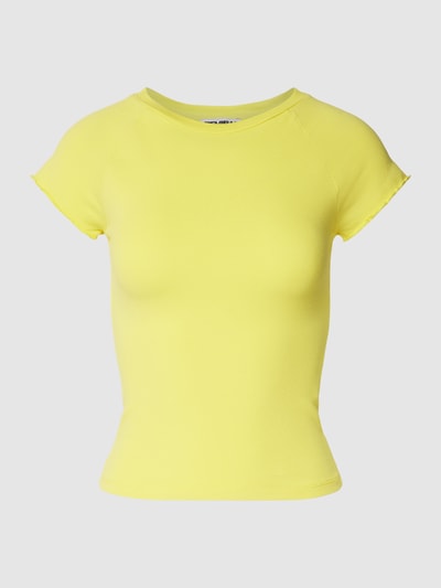 Review T-shirt met geschulpte zoom Neongeel gemêleerd - 2