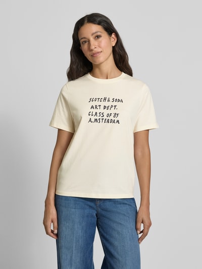 Scotch & Soda Regular Fit T-Shirt aus reiner Bio-Baumwolle mit Logo-Print Ecru 4