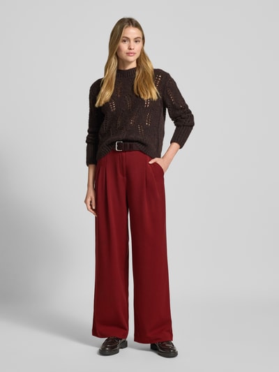 MSCH Copenhagen Wide leg broek met viscose, model 'Henrika' Donkerrood - 1