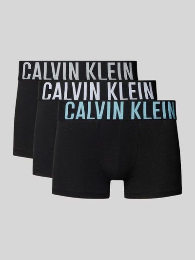 Produktfoto, schwarze Trunks im 3er-Pack mit elastischem Logo-Bund, Baumwoll-Mix mit Stretch von Calvin Klein Underwear