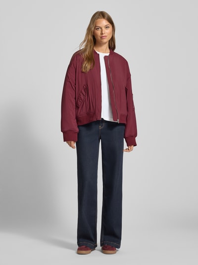 Jake*s Casual Jacke mit Stehkragen Aubergine 1