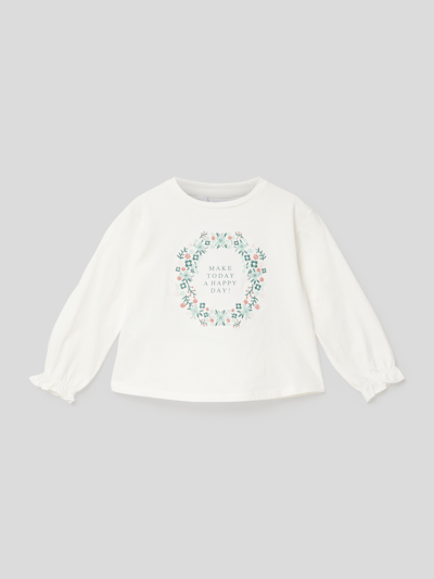 Mango Longsleeve mit Statement-Print Offwhite 1