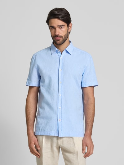 JOOP! Jeans Regular Fit Freizeithemd aus Leinen-Baumwoll-Mix Hellblau 4