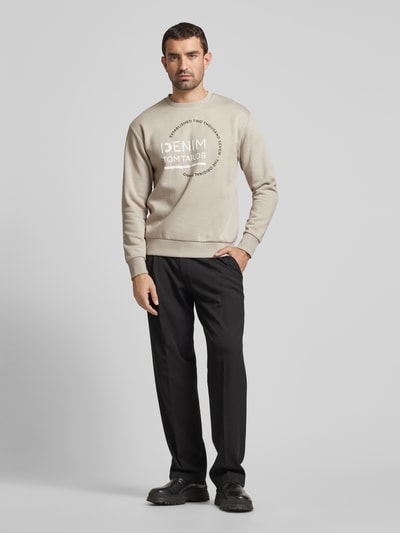 Tom Tailor Denim Sweatshirt mit Logo-Print Hellgrau 1