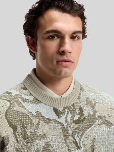 BOSS Orange relaxed fit pullover in katoenmix model 'AFLORALO' Beige - 3