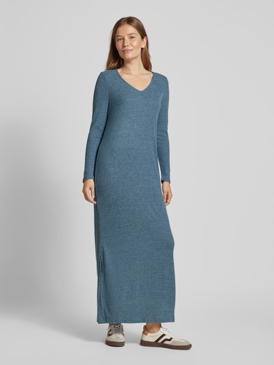 ICHI Strickkleid mit V-Ausschnitt Modell 'YOSE' Rauchblau 1