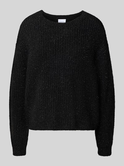 comma Oversized gebreide pullover met ribboorden Zwart - 2