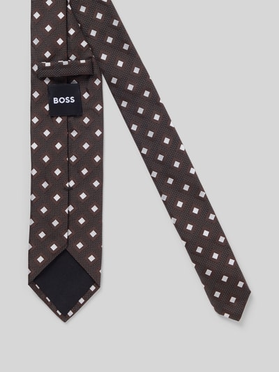 BOSS Stropdas van zijdemix Donkerbruin - 2