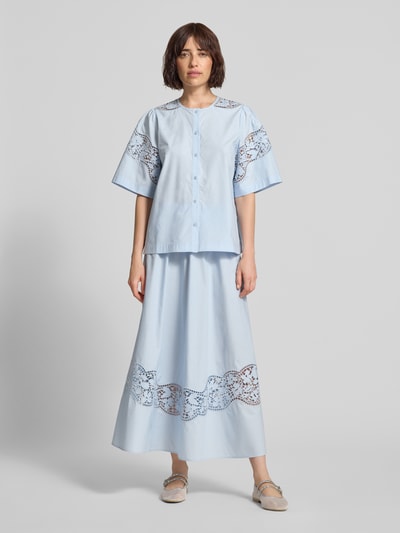 MOS MOSH Midirock mit Lochstickerei Modell 'Redu' Hellblau 1