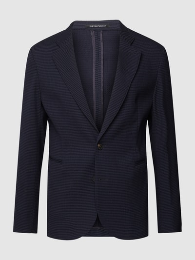 Emporio Armani 2-knoops colbert met structuurmotief, model 'Blazer Paspel' Marineblauw - 2