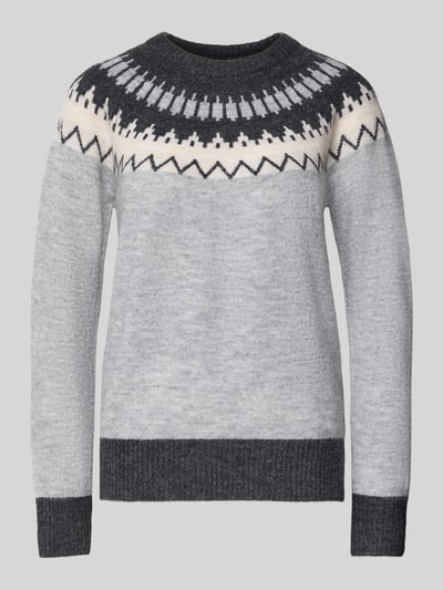 Vero Moda Regular Fit Strickpullover mit Woll-Anteil Modell 'SIMONE' Hellgrau Melange 2