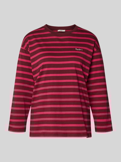 Pepe Jeans Bluzka z długim rękawem o kroju comfort fit z czystej bawełny model ‘BANILLA’ Mocnoróżowy 1