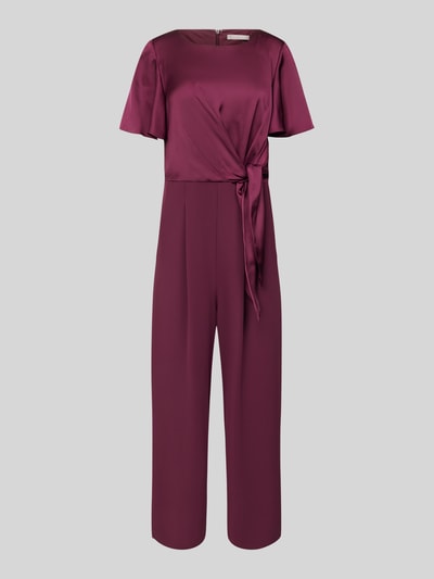 Christian Berg Cocktail Jumpsuit mit Bindegürtel Dunkelrot Melange 2