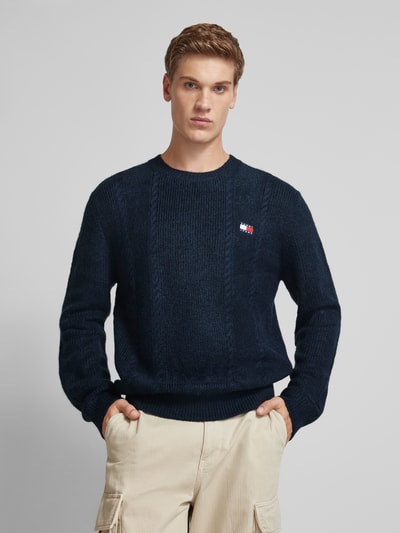 Tommy Jeans Sweter z dzianiny ze ściegiem warkoczowym model ‘SLIM CABLE’ Granatowy 4