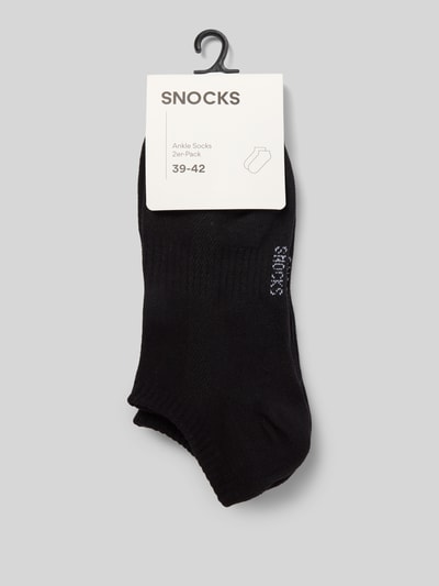 Snocks Kousenvoetjes met elastische ribboordjes in een set van 2 paar Zwart - 3