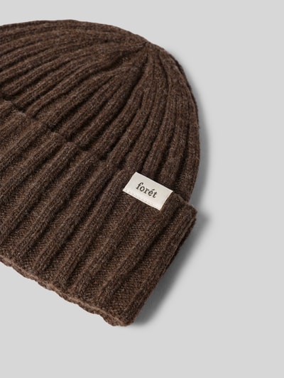 Forét Mütze aus Lammwolle mit Label-Patch Dunkelbraun 2