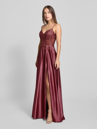 Luxuar Regular Fit Abendkleid mit floralem Spitzenbesatz Rostrot 1