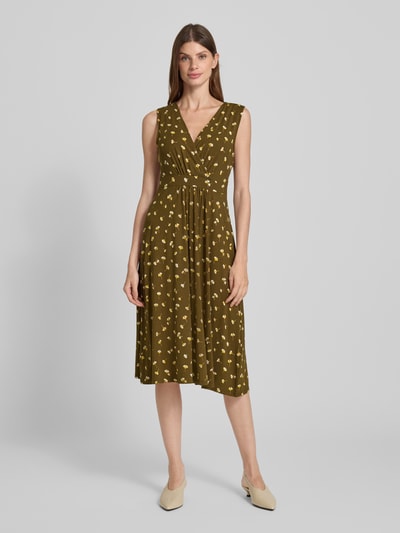 Zero Knielanges Kleid mit V-Ausschnitt Khaki 4