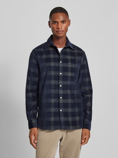 Tommy Hilfiger Regular fit vrijetijdsoverhemd met kentkraag, model 'CORDUROY' Marineblauw - 4