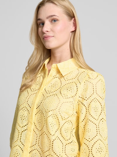 FREE/QUENT Regular Fit Bluse mit Lochstickerei Modell 'Agy' Hellgelb 3