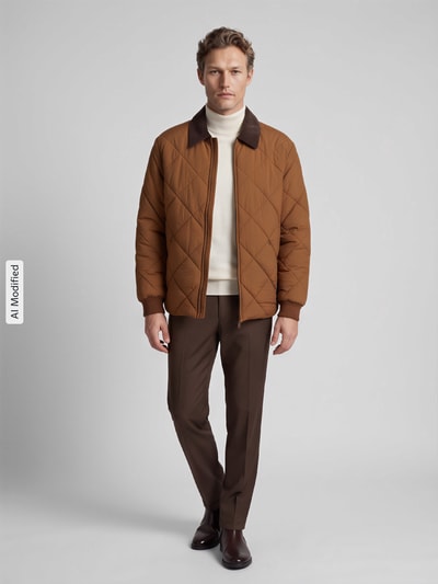 Selected Regular Fit Steppjacke aus Nylon mit Cordkragen Camel 1