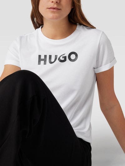 HUGO T-shirt met labelprint, model 'The HUGO Tee' Wit - 3