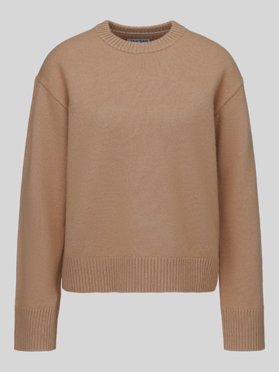 Jake*s Casual Pullover aus reiner Wolle mit Rippabschlüssen Camel 2