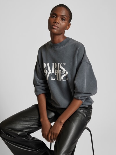 Anine Bing Oversized Sweatshirt aus reiner Baumwoll Dunkelgrau 3