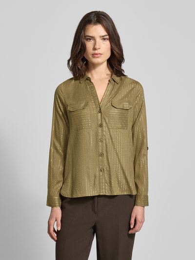 Vero Moda Bluzka koszulowa o kroju regular fit z mieszanki wiskozy model ‘BUMPY’ Oliwkowy 4