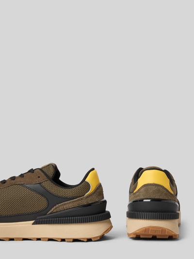Tommy Jeans Low Top Sneaker aus Leder-Mix Khaki 2
