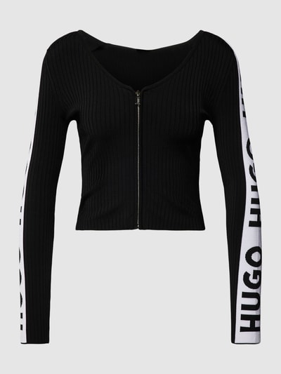 HUGO Cardigan mit Label-Schriftzug Modell 'SHALANIN' Black 1