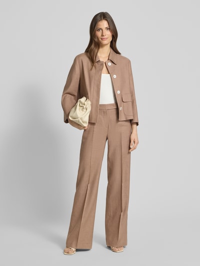 Windsor Lniane spodnie o kroju slim fit z kantem Orzechowy 1