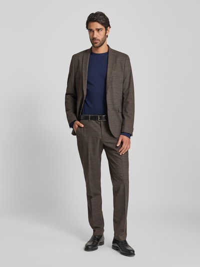 s.Oliver BLACK LABEL Slim Fit Anzughose aus Flanell mit Karomuster Modell 'S.O PURE' Mittelbraun 1