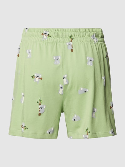 Jake*s Casual Korte regular fit pyjamabroek met all-over motiefprint Lichtgroen - 3